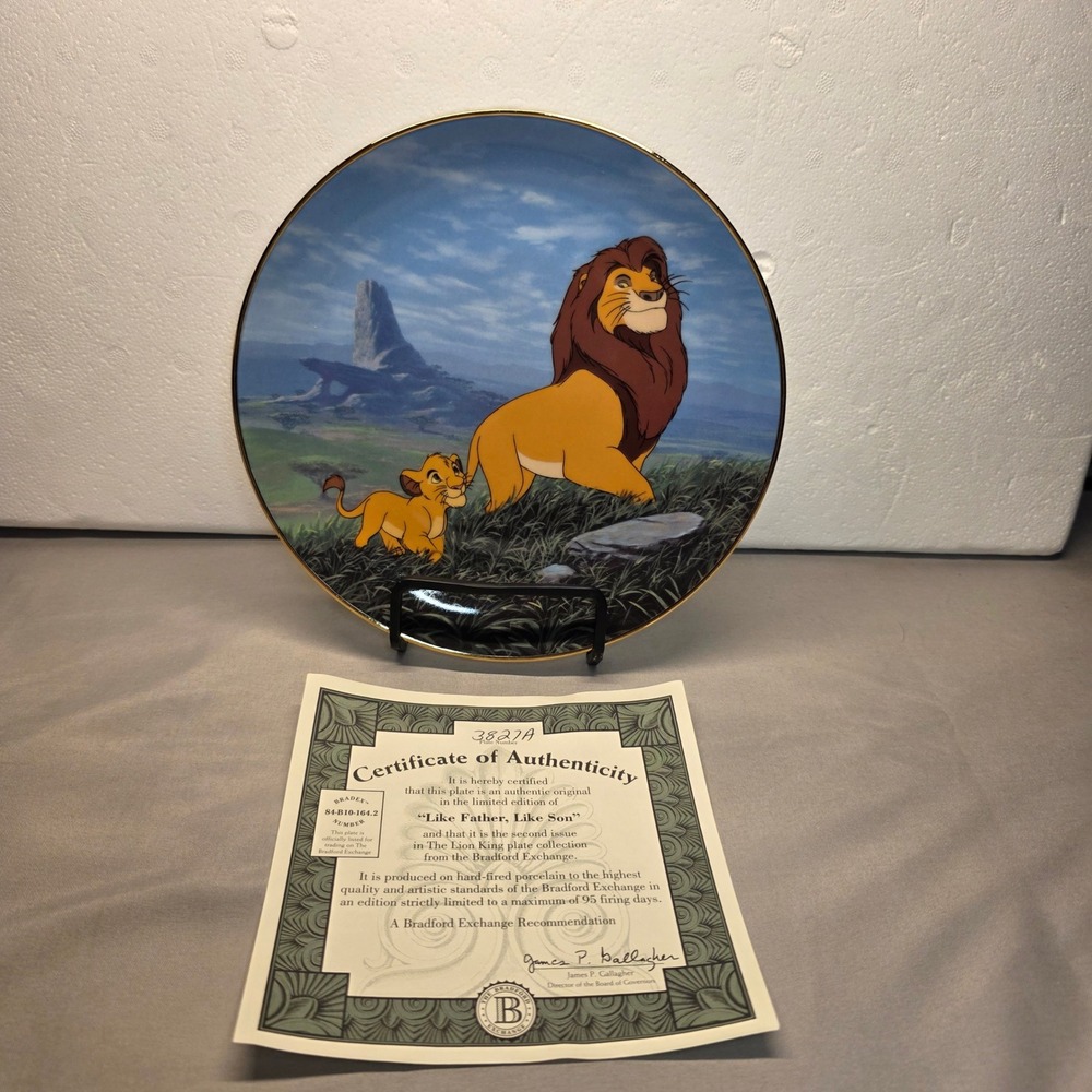 Bradford Exchange Disney Lion King Like Father Like Son Collector Plate COA